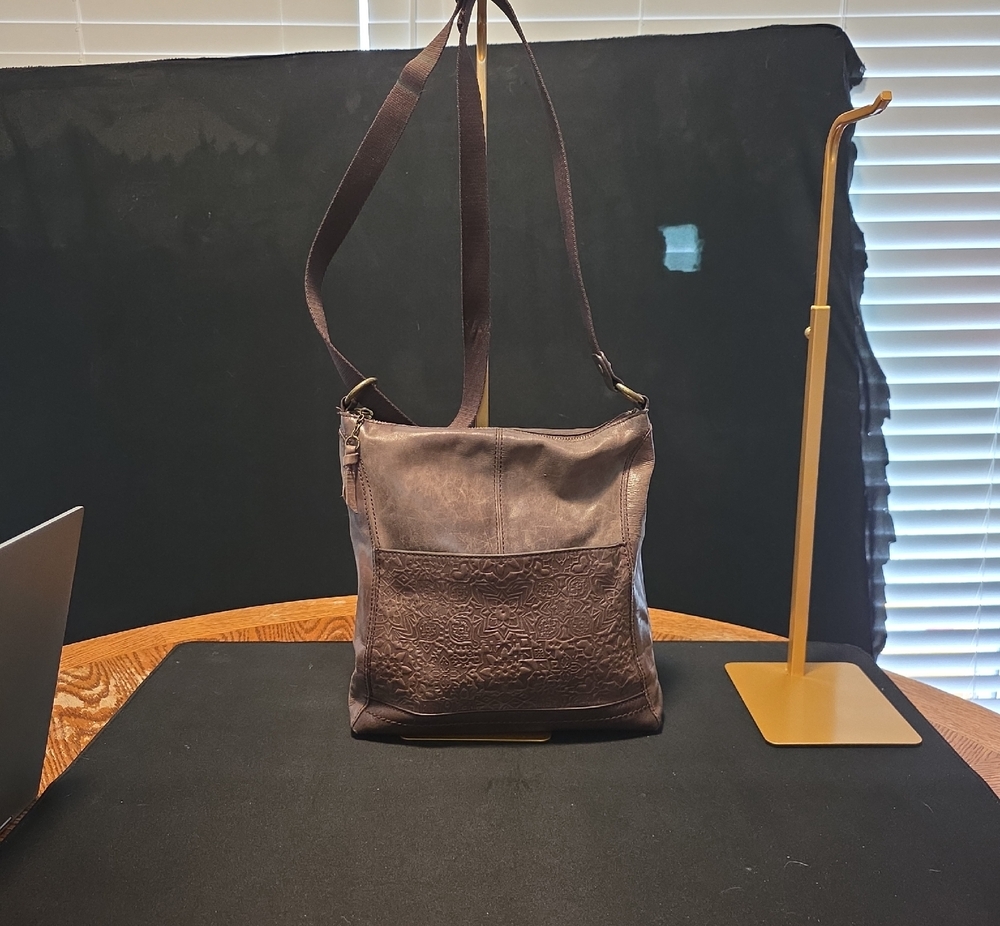 The Sak Brown Leather Messenger Crossbody Bag